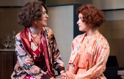 The Marquise – Yvonne Arnaud, Guildford Juliet Aubrey (The Marquise Eloise de Kestournel) and Eva O'Hara (Adrienne) sit talking to each other.